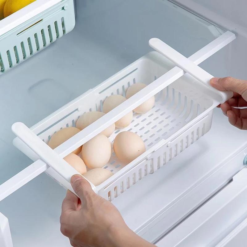 Adjustable Fridge Organizer Drawer – Space-Saving Sliding Storage Basket (1 Pc)