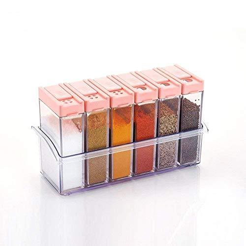 6-Piece Plastic Spice Jar Set – Airtight & Space-Saving Storage