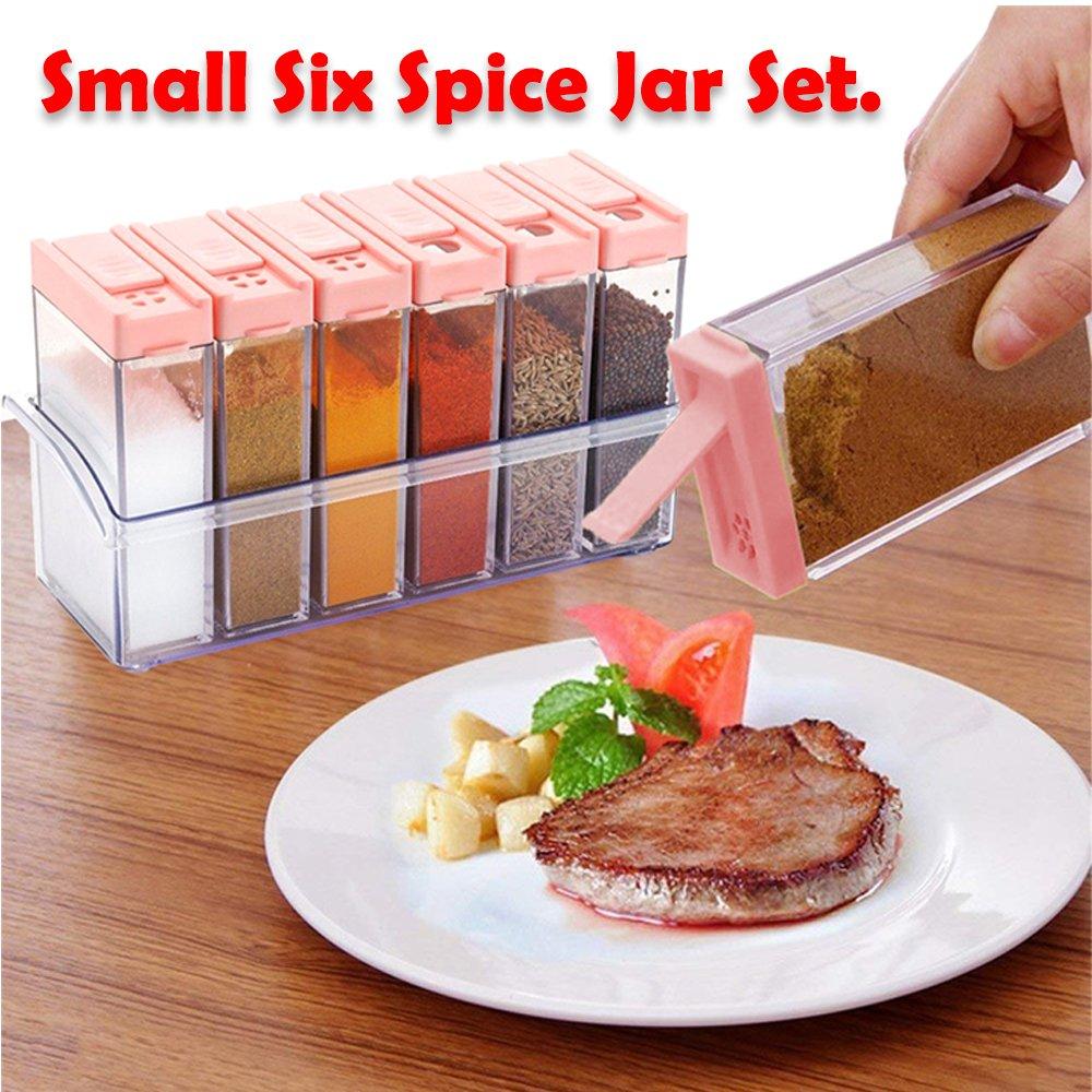 6-Piece Plastic Spice Jar Set – Airtight & Space-Saving Storage
