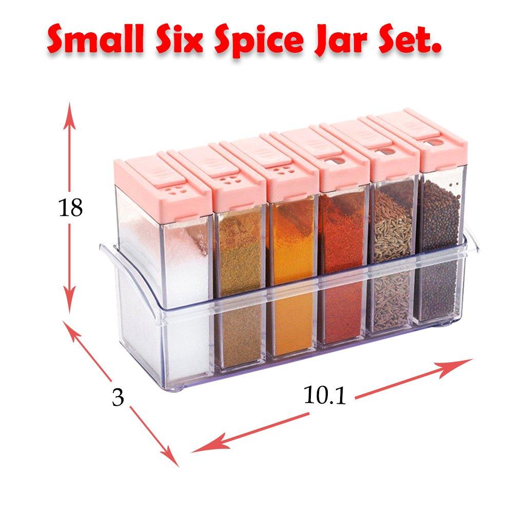 6-Piece Plastic Spice Jar Set – Airtight & Space-Saving Storage