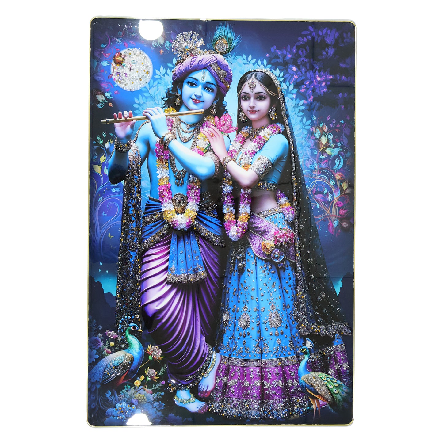 Divine Radha Krishna Full Moon Artistic Wall Frame (1 Pc 89x58 Cm)