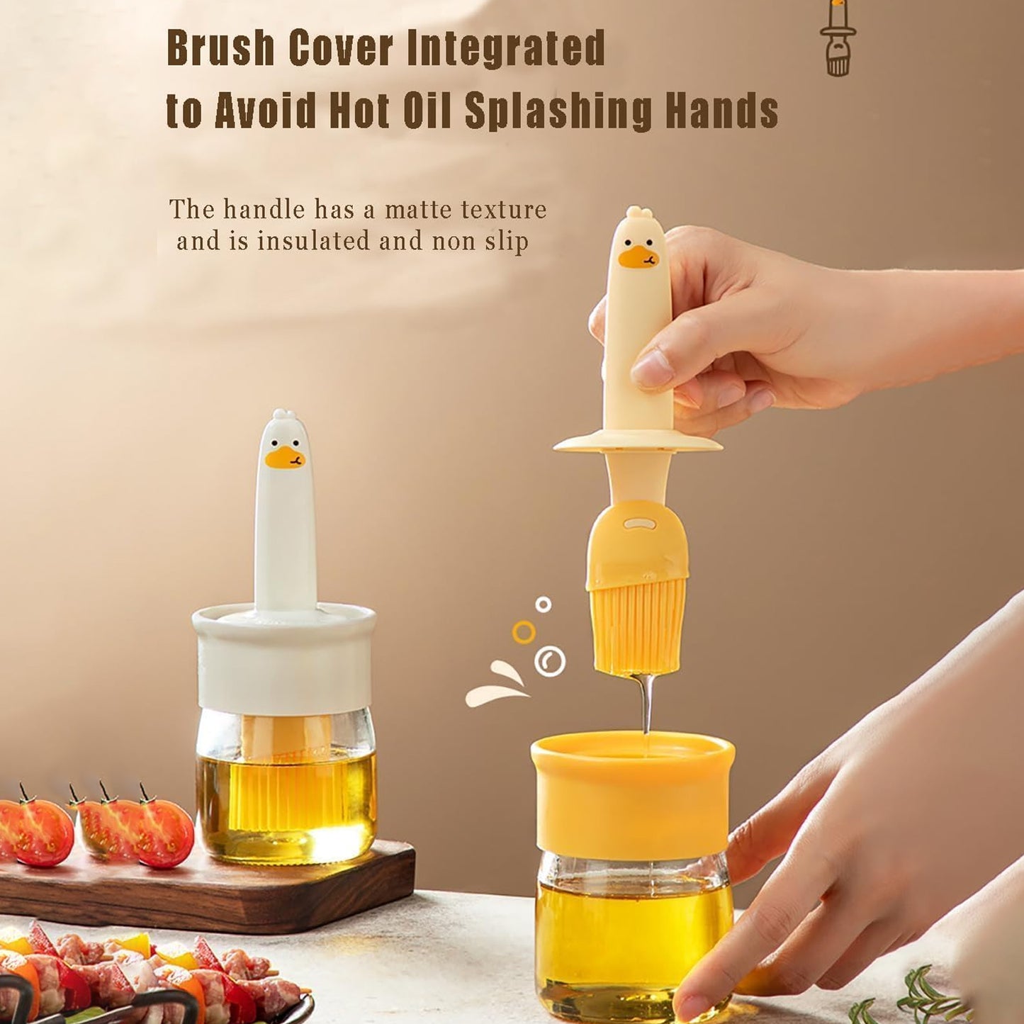 2-in-1 Silicone Oil Dispenser Bottle with Basting Brush – Perfect for Cooking, BBQ, Baking & More!