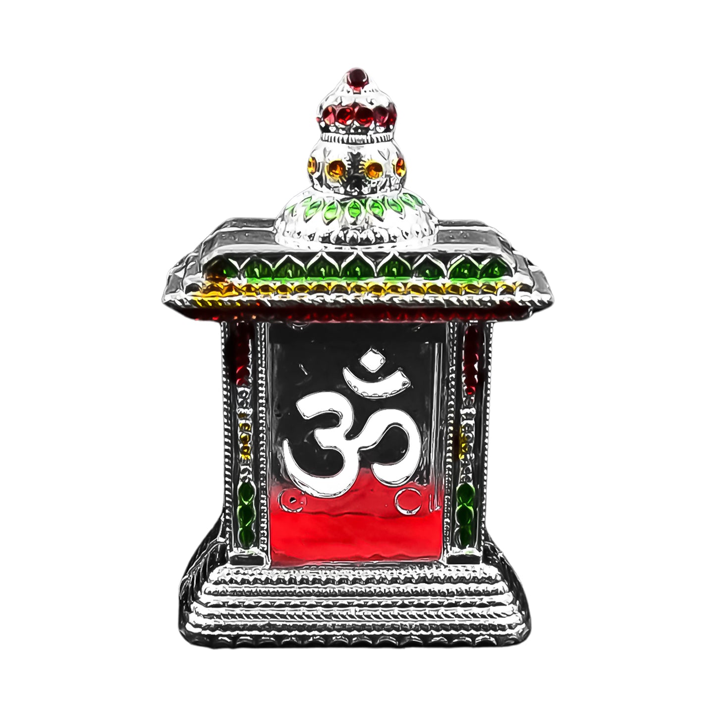 Adhesive Small Om Temple for Home & Car Dashboard | Handcrafted Plastic Mandir Showpiece | Decorative Gift for Office, Home, Pooja Room (1 Pc)