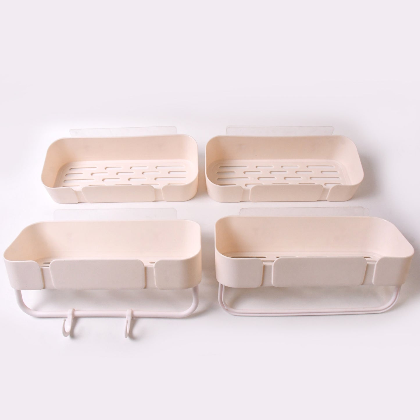 Multipurpose Kitchen & Bathroom Corner Shelf Rack (4 Pcs Set) with Strong Adhesive Hooks