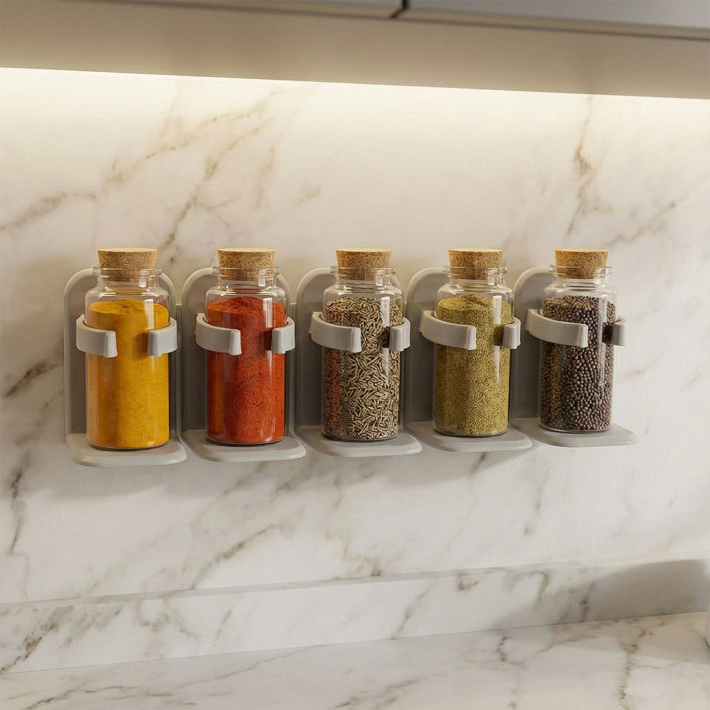 Wall-mounted Adjustable Spice Rack Organizer (1 Pc)