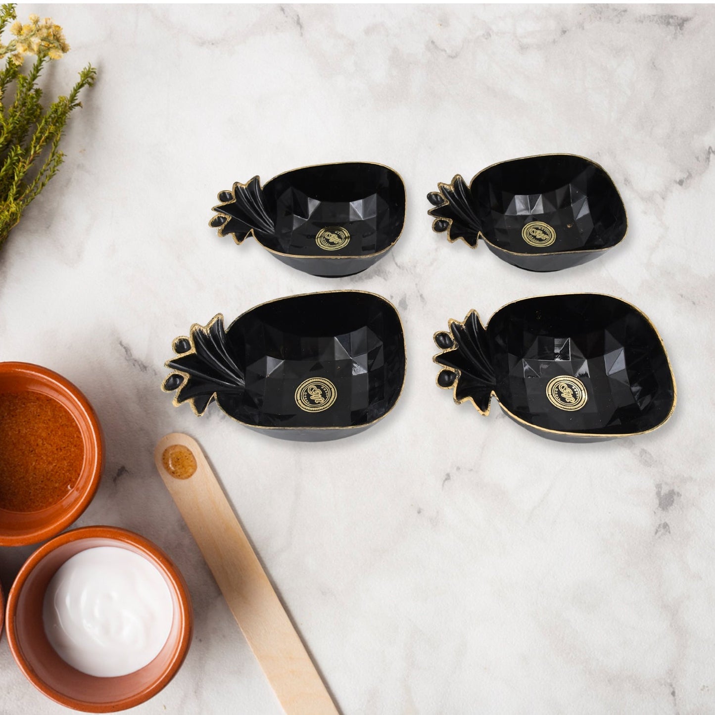 Pine Junction Ceramic Tea & Mug Set with Pineapple-Shaped Serving Bowl (12 Pcs)