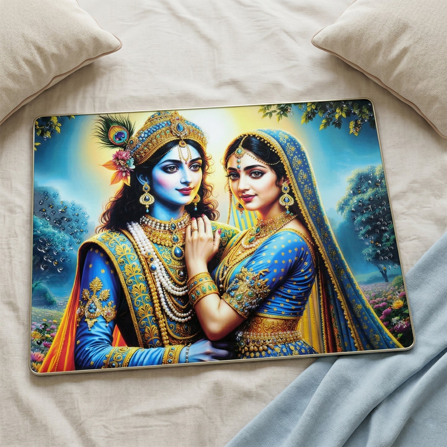 Elegant Radha Krishna Artistic Wall Frame (1 Pc 60x45 Cm)