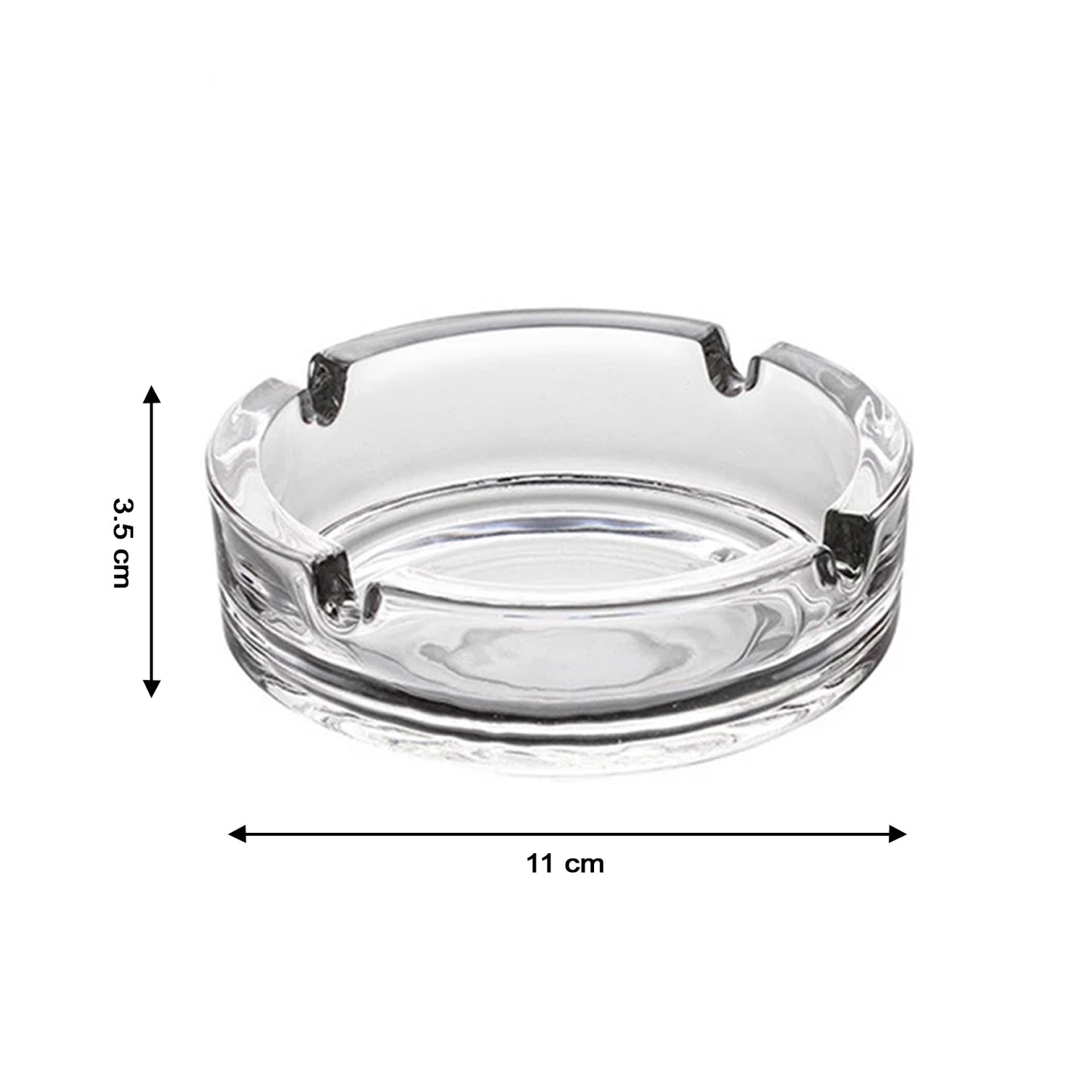 Glass Crystal Ashtray | Round | Heavy Duty | 12 cm | Tabletop Cigar & Cigarette Holder | Indoor & Outdoor Use