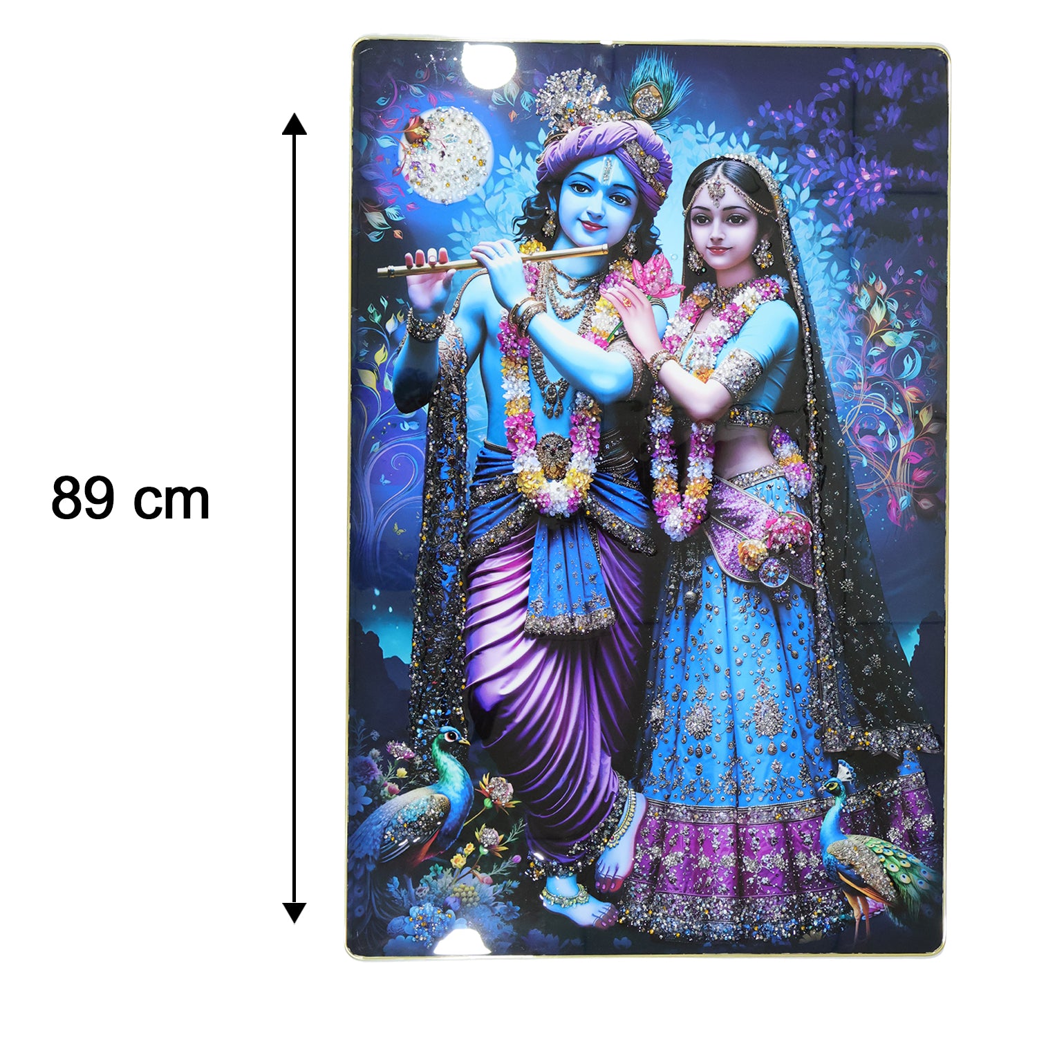 Divine Radha Krishna Full Moon Artistic Wall Frame (1 Pc 89x58 Cm)