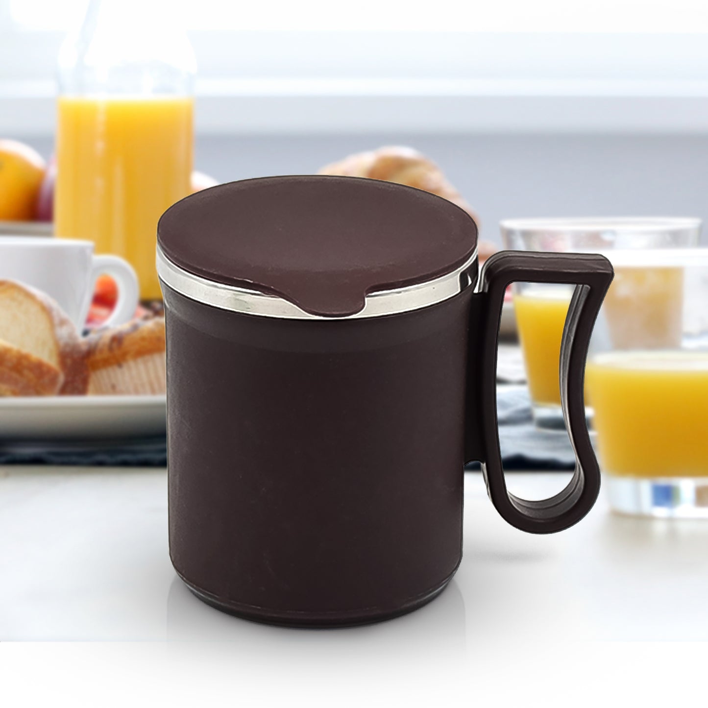 Insulated Coffee Mug, 200 ml, Stainless Steel with Plastic Cover, Double Wall