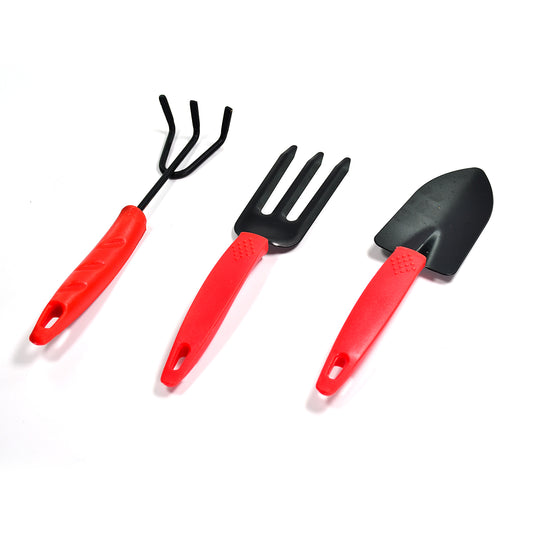 3-Piece Gardening Tool Set – Small Hand Cultivator, Trowel & Garden Fork | Rustproof Carbon Steel Tools with Ergonomic Grip | Ideal for Home Garden, Pots & Indoor Plants