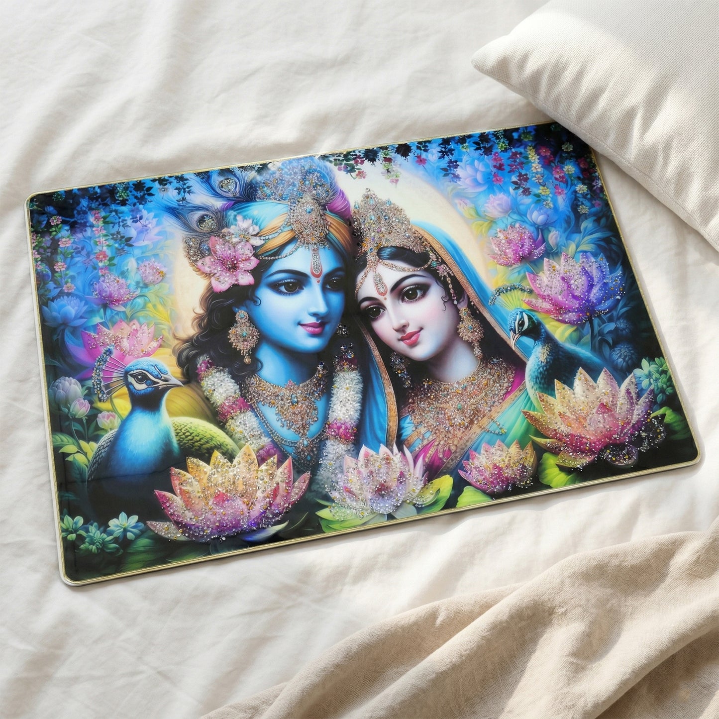 Premium Radha Krishna Decorative Wall Frame Painting (1 Pc 89x58 Cm)