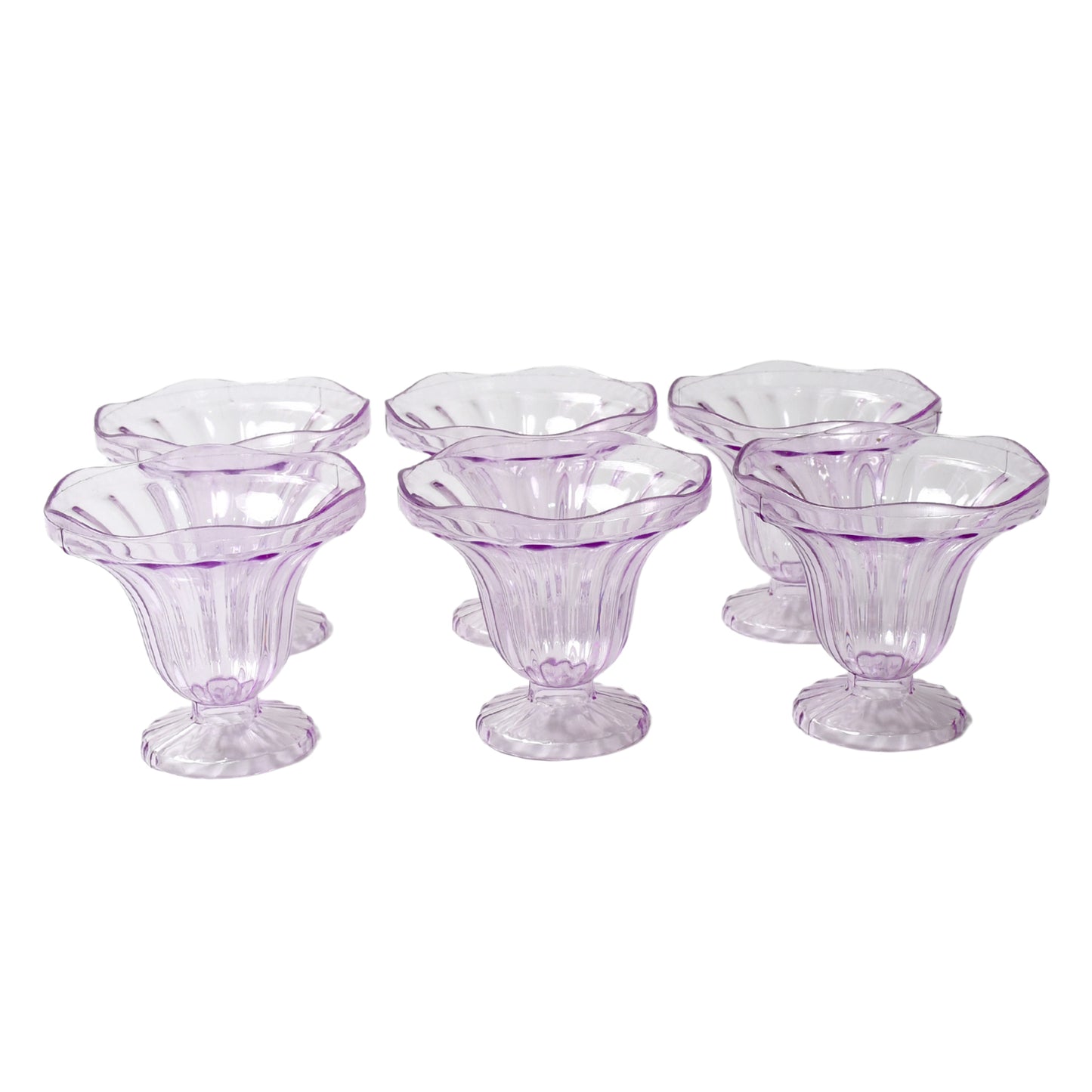 Crystal Plastic Ice-Cream Bowls Set of 6 | Elegant Dessert Cups for Sundaes, Snacks & More