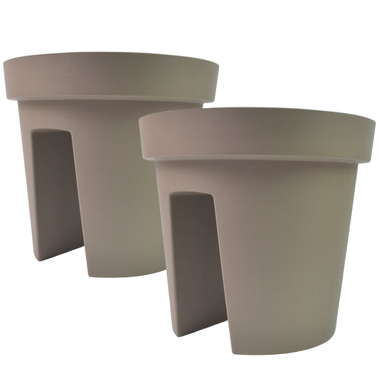 Balcony Railing Flower Pot Holder with Planter Box, 28 cm, Set of 2