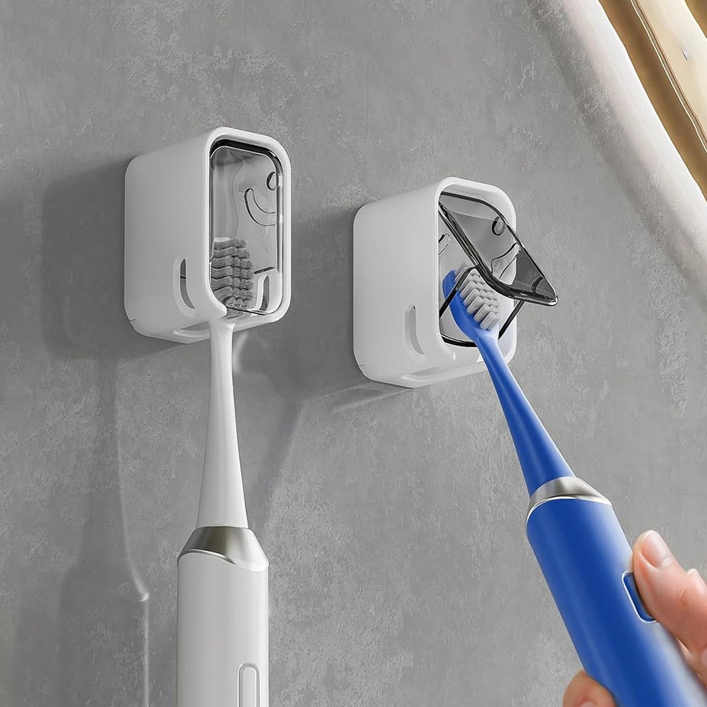 Self Adhesive Dustproof Toothbrush Holder  Space-saving Wall Mount