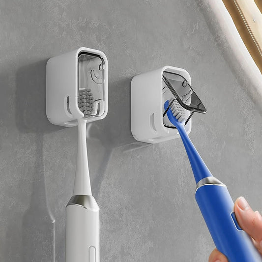 Self Adhesive Dustproof Toothbrush Holder  Space-saving Wall Mount