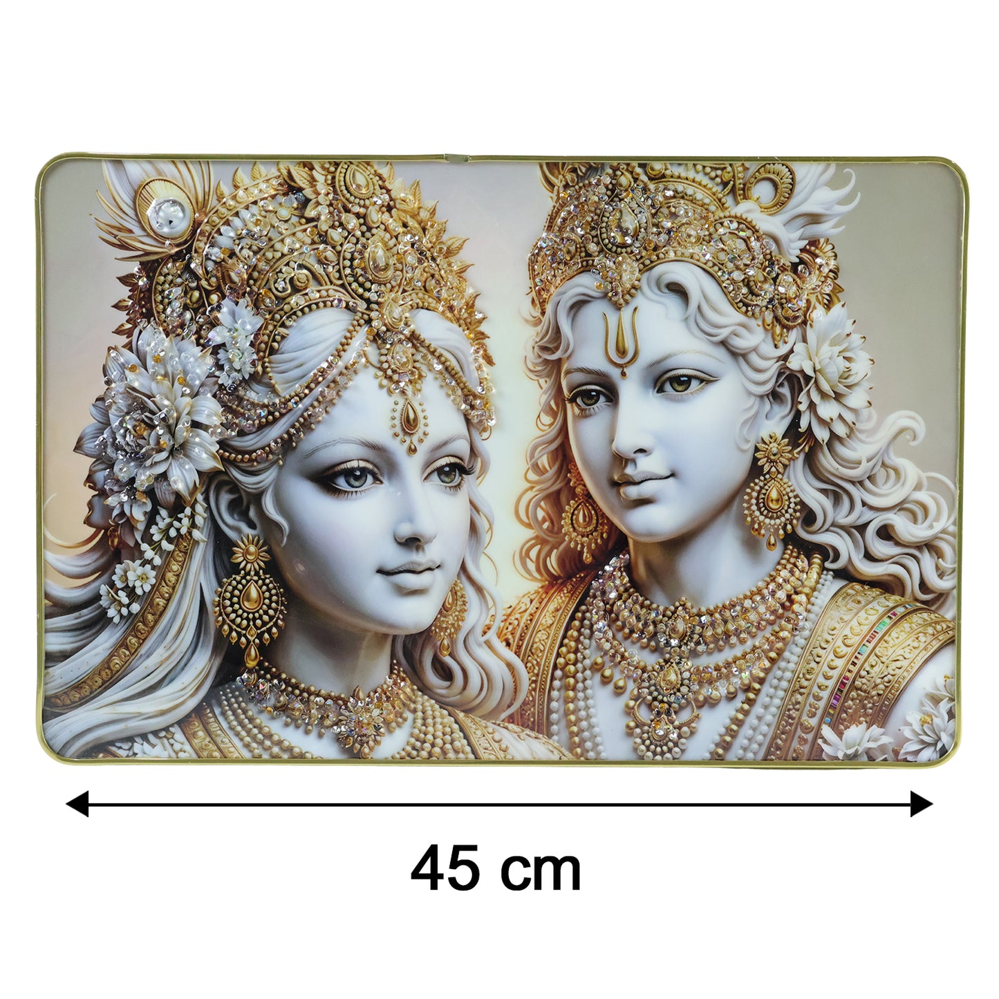 Elegant Radha Krishna Golden Finish Wall Art Frame 45x30 Cm (1 Pc)