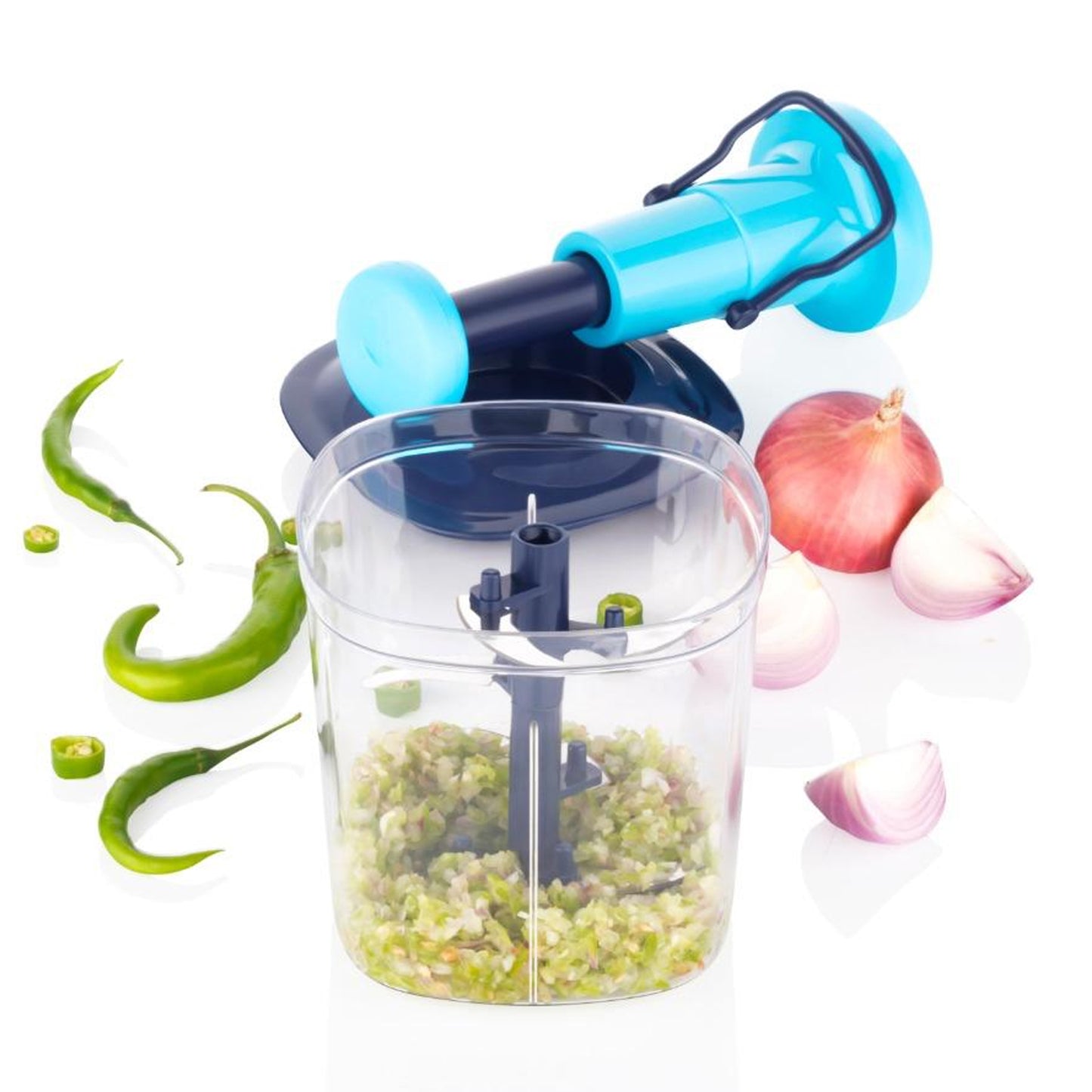 6-Blade Manual Food & Fruit Chopper (1100 ML) – Hand-Press Vegetable Chopper & Mixer