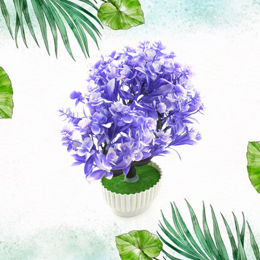 Artificial Hydrangea Plant with Decorative Pot, 26 x 20 x 10 cm, Purple Flowers, Indoor Home Office Decor
