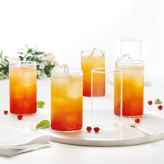 Heavy Unbreakable Stylish Transparent Glasses Set (6 Pcs)