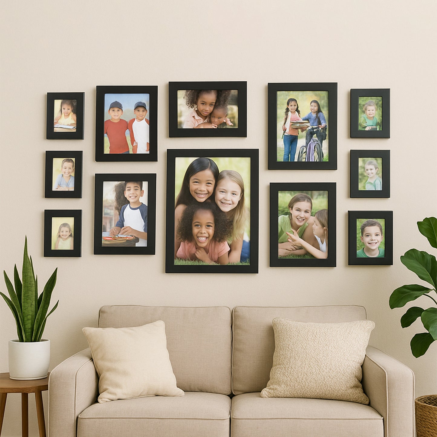 Photo Frame Set, 12 Pieces, Black Gallery Wall Collection, Multiple Sizes, Wall Mountable