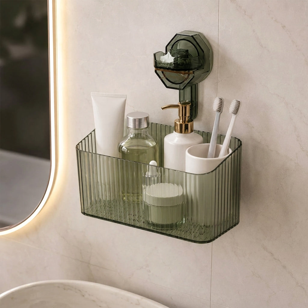 Multipurpose Transparent Wall Mounted Storage Box For Bathroom  Kitchen (1 Pc)