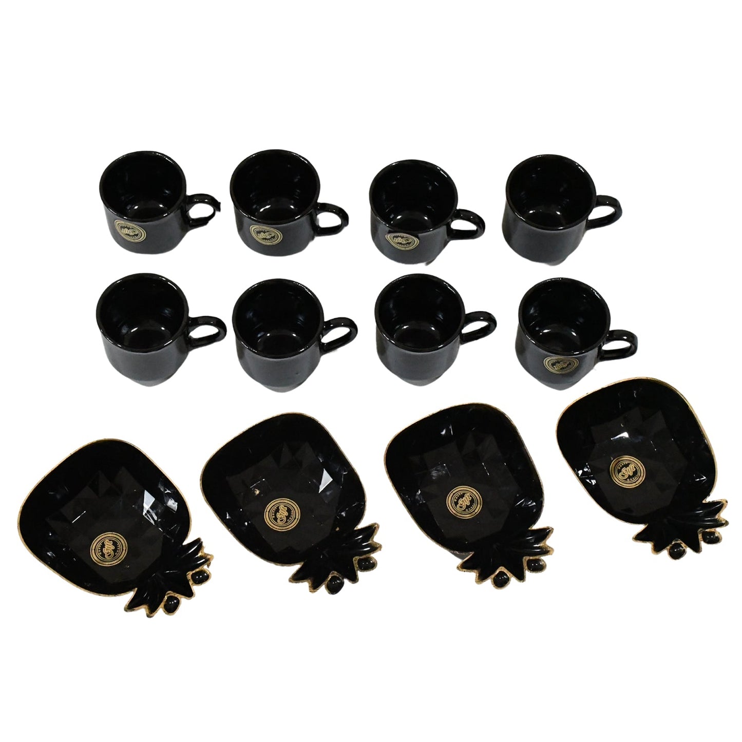 Pine Junction Ceramic Tea & Mug Set with Pineapple-Shaped Serving Bowl (12 Pcs)