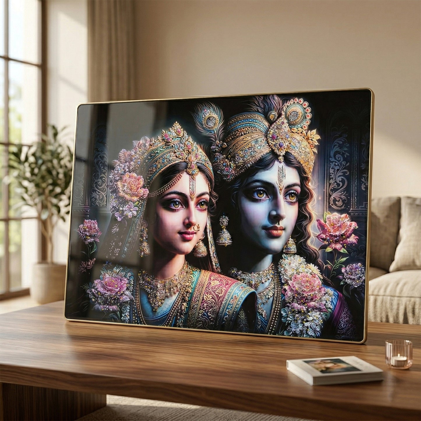 Premium Radha Krishna Royal Artistic Wall Frame (1 Pc 89x58 Cm)