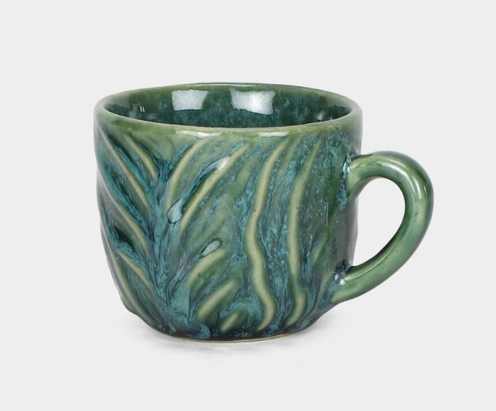Ceramic Teapot Set with 4 Matching Cups, 750ml Teal Green Stoneware Tea Pot with 150ml Cups, Elegant Tea Serving Set for Home, Office, Tea Parties & Gifting