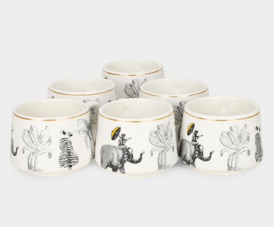 200ml Bone China Mug, White Printed Tea Coffee Cup with Wildlife & Jungle Design, Elegant Beverage Mug with Handle for Home, Office, Kitchen, Dining & Gifting