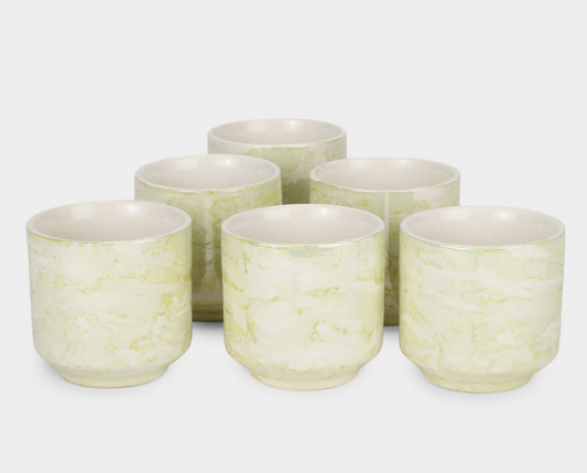 120ml Bone China Mug Set of 6, Multicolour Marble Pattern Tea Coffee Cups with Handles, Elegant Small Beverage Mugs for Home, Kitchen, Office, Dining & Gifting