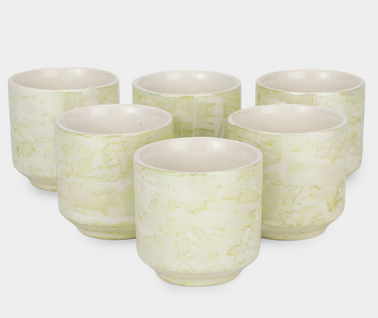 120ml Bone China Mug Set of 6, Multicolour Marble Pattern Tea Coffee Cups with Handles, Elegant Small Beverage Mugs for Home, Kitchen, Office, Dining & Gifting