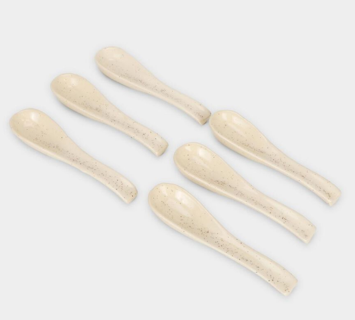 300ml Stoneware Bowl Set of 6 with Spoons, Multicolour Ceramic Snack & Dessert Bowls, Decorative Serving Bowls for Dry Fruits, Ice Cream, Dips, Snacks, Kitchen & Gifting