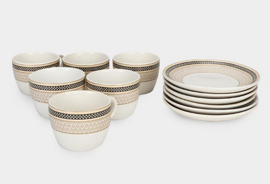 160ml Elegant Bone China Cup & Saucer – Golden Rimmed Designer Tea Set