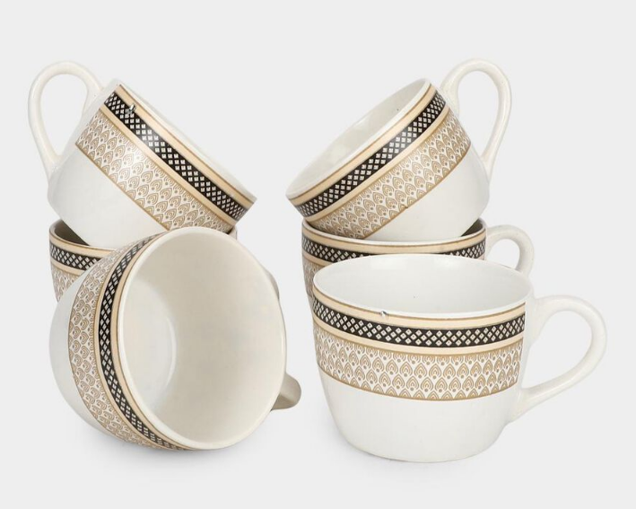 160ml Elegant Bone China Cup & Saucer – Golden Rimmed Designer Tea Set