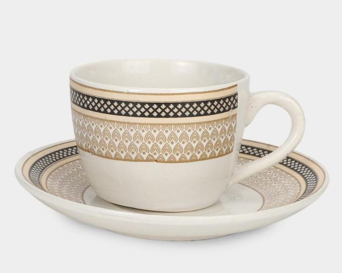 160ml Elegant Bone China Cup & Saucer – Golden Rimmed Designer Tea Set