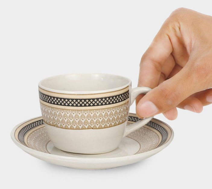 160ml Elegant Bone China Cup & Saucer – Golden Rimmed Designer Tea Set