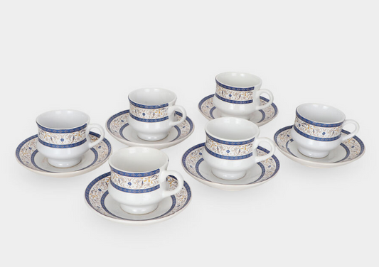 140ml Bio China Cup & Saucer Set of 6 – White Floral Designer Tea Set