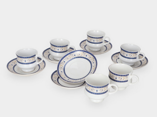 140ml Bio China Cup & Saucer Set of 6 – White Floral Designer Tea Set