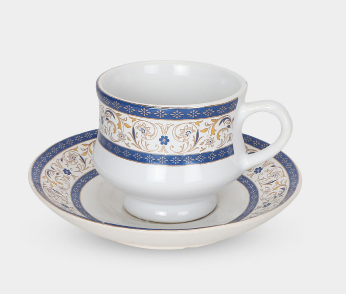 140ml Bio China Cup & Saucer Set of 6 – White Floral Designer Tea Set