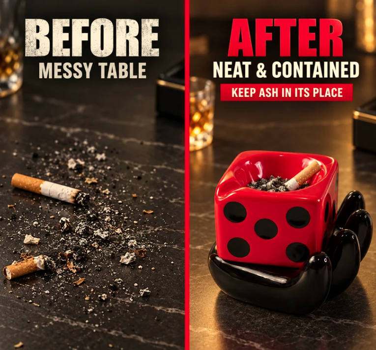 Ceramic Ashtray – Retro Funky Printed Smoking Accessory with Cigarette Rests – Unique Decorative Ashtray for Home, Office, Patio, Indoor, and Outdoor Use