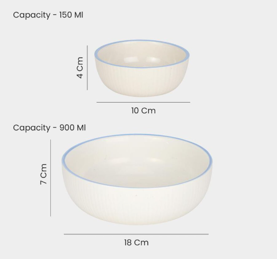 Ceramic Serving Bowl Set of 5, White Floral Design Bowl Set with 1 Large 900ml Serving Bowl and 4 Small 150ml Bowls, Elegant Tableware for Snacks, Salad, Fruits, Curries, Desserts and Dining