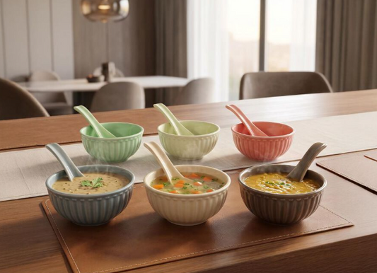 Stoneware Bowl with Matching Spoon Set, 300ml Glazed Ceramic Serving Bowl, 12 × 6 cm Bowl with 16 × 4 cm Spoon, Elegant Tableware for Soup, Desserts, Ice Cream, Cereal, Snacks and Dips
