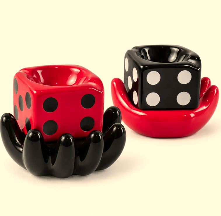 Ceramic Ashtray – Retro Funky Printed Smoking Accessory with Cigarette Rests – Unique Decorative Ashtray for Home, Office, Patio, Indoor, and Outdoor Use