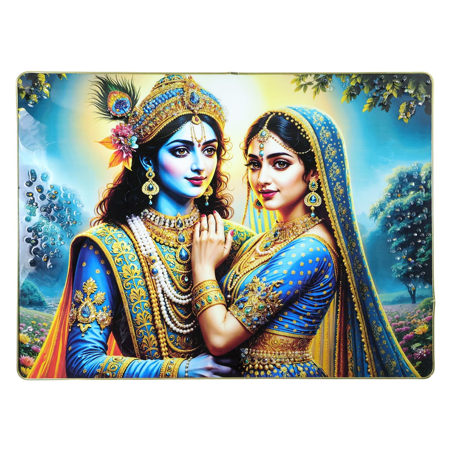 Elegant Radha Krishna Artistic Wall Frame (1 Pc 60x45 Cm)
