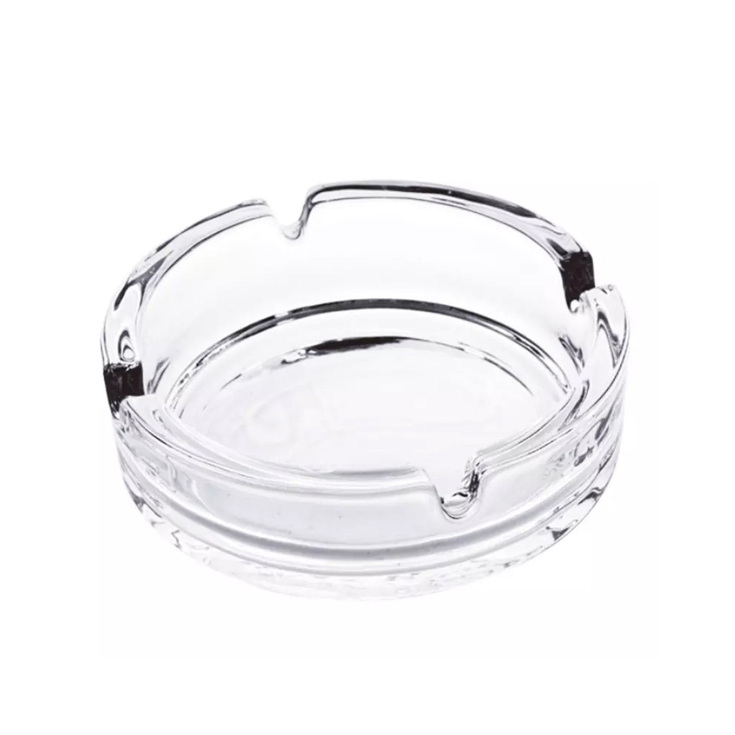 Glass Crystal Ashtray | Round | Heavy Duty | 12 cm | Tabletop Cigar & Cigarette Holder | Indoor & Outdoor Use