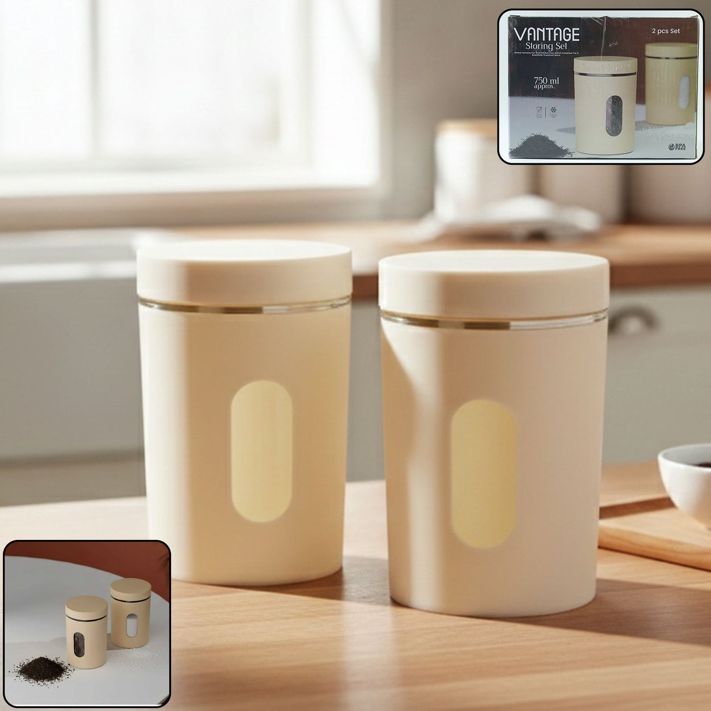 Premium Kitchen Storage Container Set (2 Pc Set 750 Ml Approx)