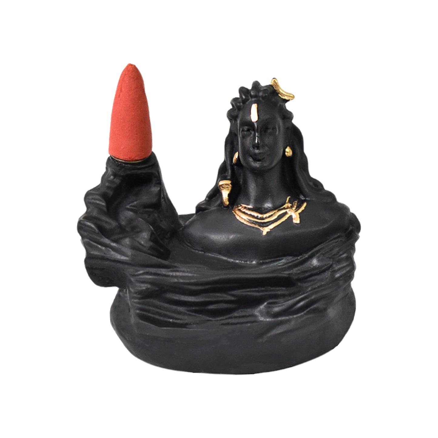 Lord Shiva Adiyogi Backflow Smoke Fountain Incense Holder with 8 Cones – Polyresin Statue for Home Decor, Meditation, Car Dashboard, and Gifting – Spiritual Idol Showpiece (1 Pc)