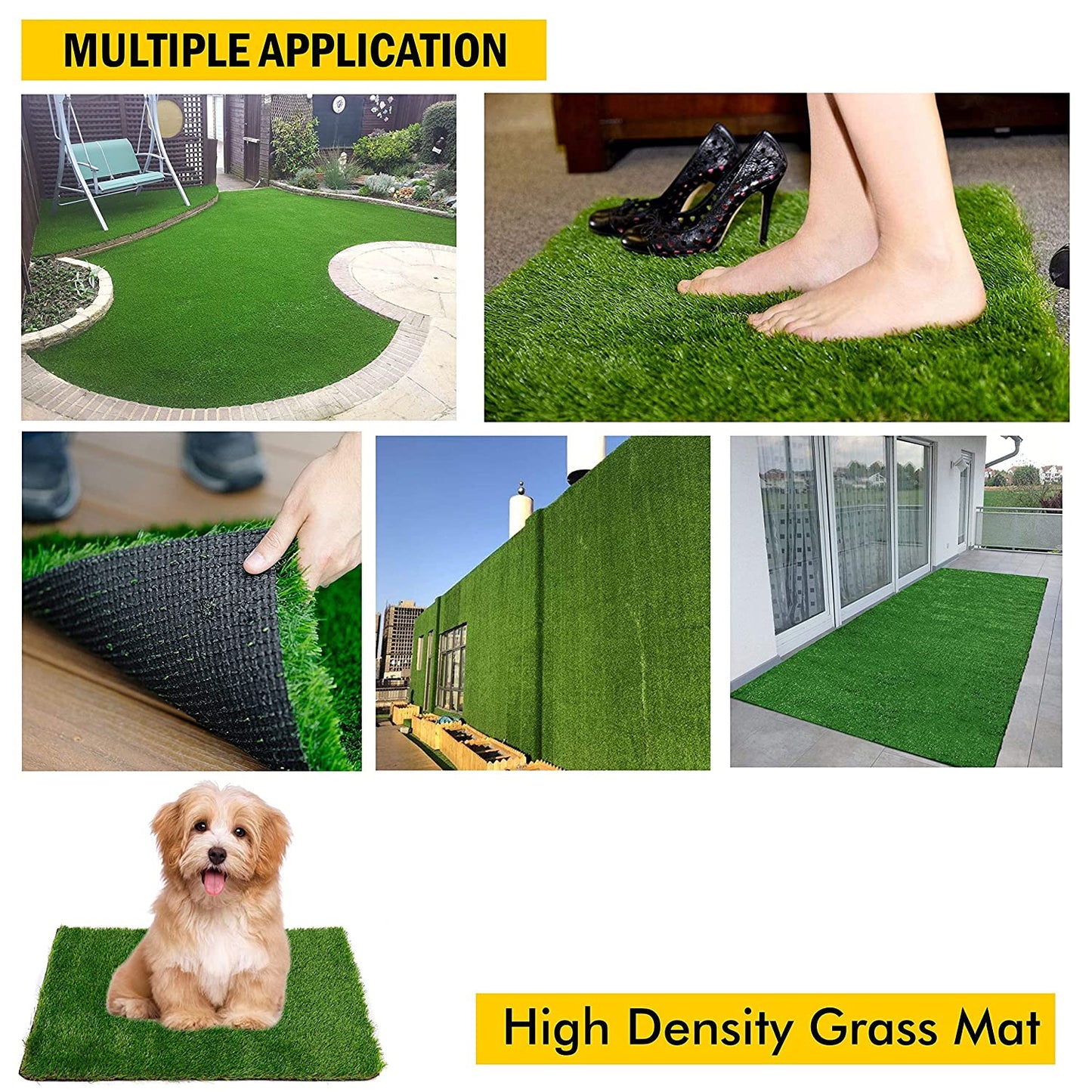 Artificial Grass Mat for Balcony, Doormat & Outdoor Décor | Soft & Durable Plastic Turf Carpet | Indoor & Outdoor Green Mat