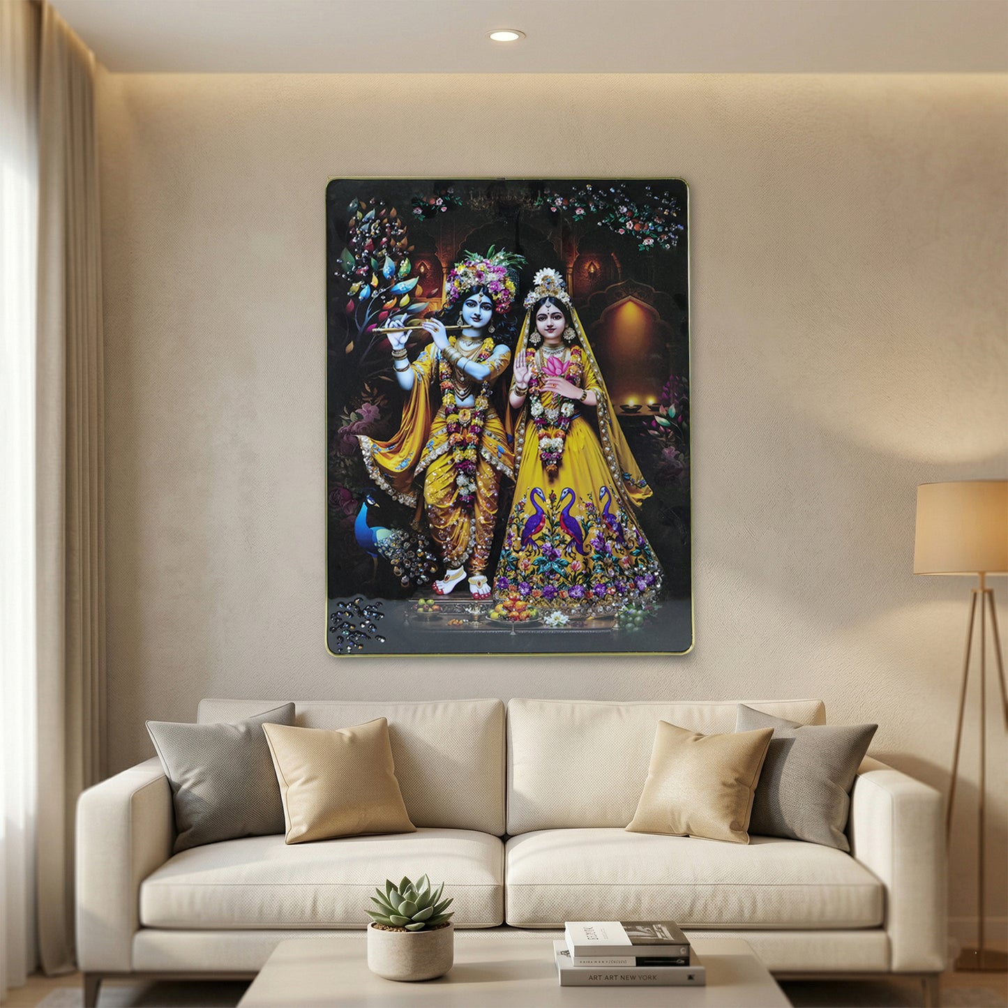 Premium Radha Krishna Decorative Wall Frame (1 Pc 60x45 Cm)